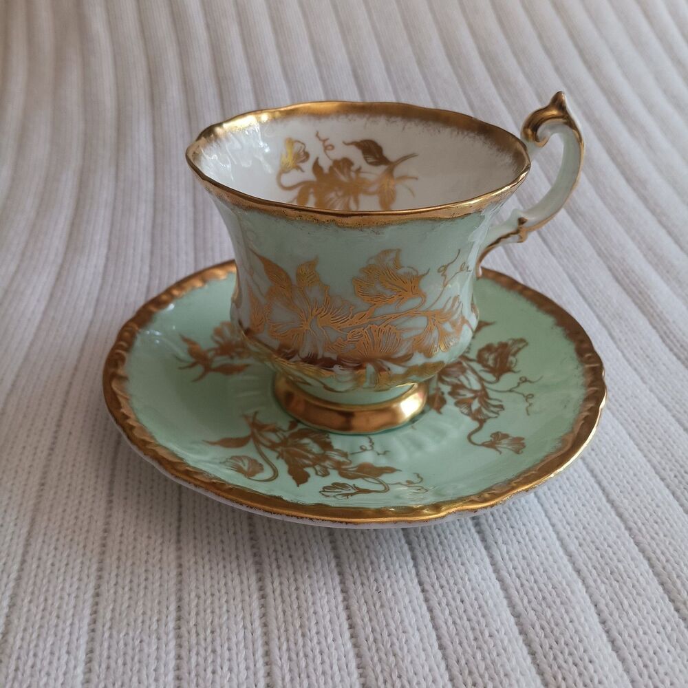 Vtg 1960 Paragon Golden Glory Cup & Saucer Single Royal Warrant Hand Painted